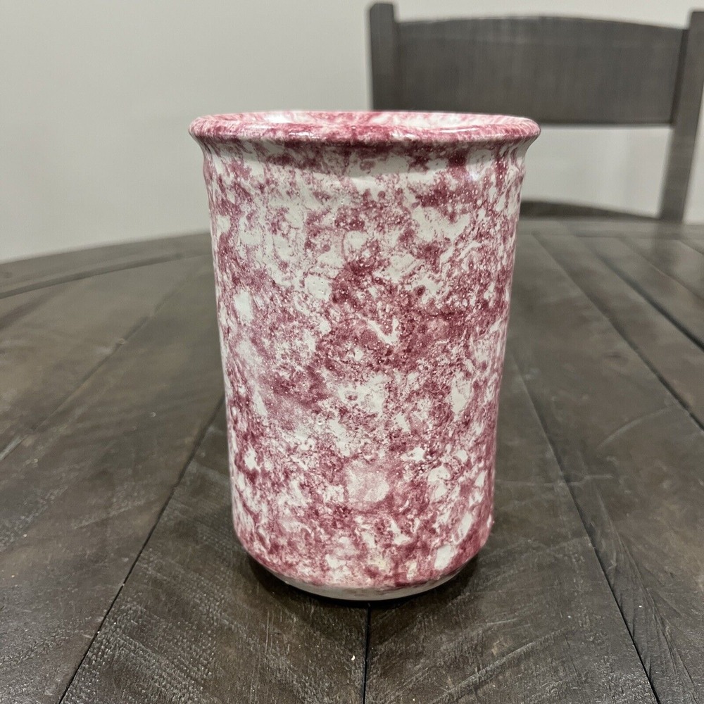 Bear Pottery Studio‎ Pink Sponge Ware Pottery  Flower Vase 5.5"